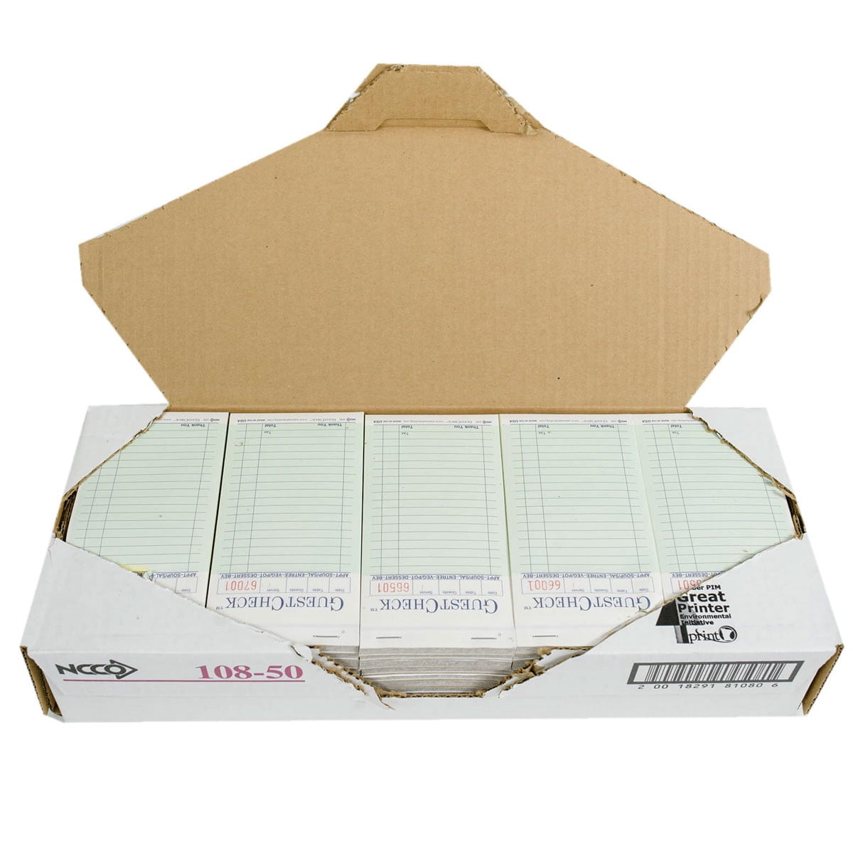 National Checking NTC105 2 Pint 16 Lines Salmon Guest Check, Carbon - 50 Per Pack - 50 Per Case