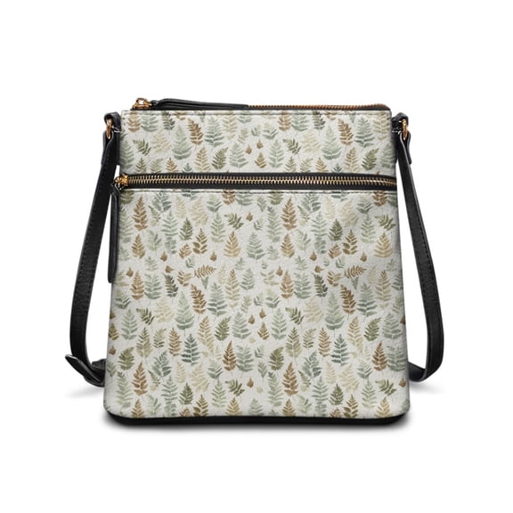 Tutolipy Fern Leaf Pattern Lightweight Purse Satchel for Shopping Work, Stylish Adjustable Shoulder Strap Handbag Waterproof Crossbody Bag