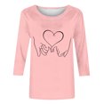 thumbnail image 5 of Tops de Cuello Redondo para las Mujeres Moda Impresa 3/4 Mangas Blusa Casual Top, Estante de Imitación, 5 of 5