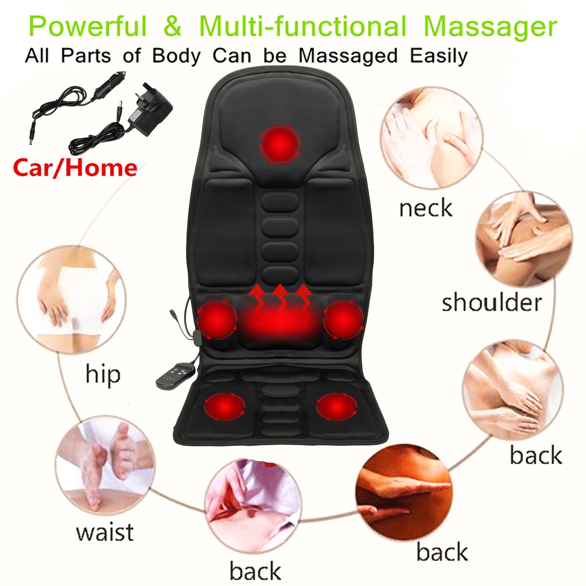 ModSavy Massage Seat Cushion - Back Massager with Heat, 6 Vibration Massage  Nodes & 2 Heat Levels, Massage Chair Pad for Home Office Chair