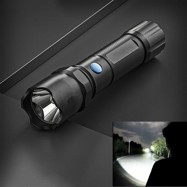 Linterna Led Superbrillante de 10 000 Lúmenes, Recargable con 4 Modos, Potente Linterna de Mano.