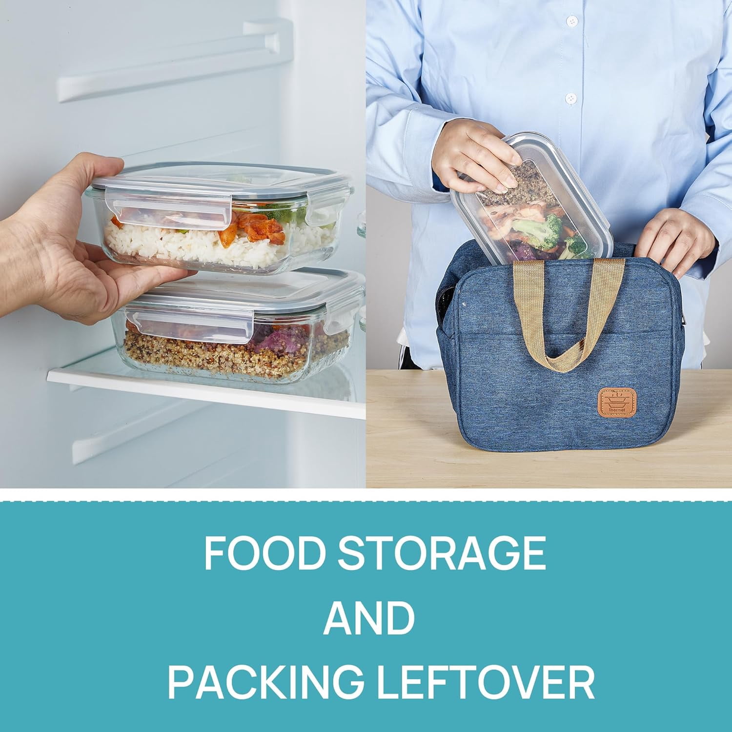 5Pack 22oz Glass Storage Containers with Lids, Glass Meal Prep Food Container Sets with Snap Airtight Lids for Microwave, Oven, Freezer and Dishwasher