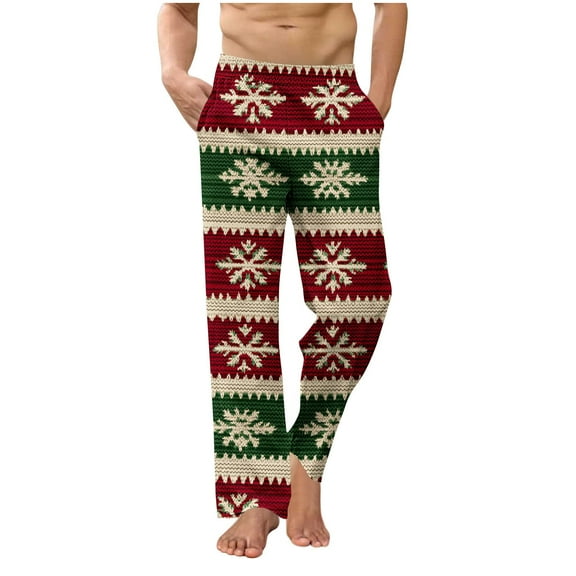 RongHuan Big and Tall Pajama Pants for Men Loose Fit Elastic Waist Print Sleepwear Lightweight Soft Comfy Sleep Pants with Pocket