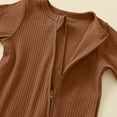 thumbnail image 4 of Bainana Newborn Baby Boys Romper Solid Color Long Sleeve Crew Neck Bodysuit Soft Cute Fall Winter Kids Jumpsuit Brown Size, 4 of 8
