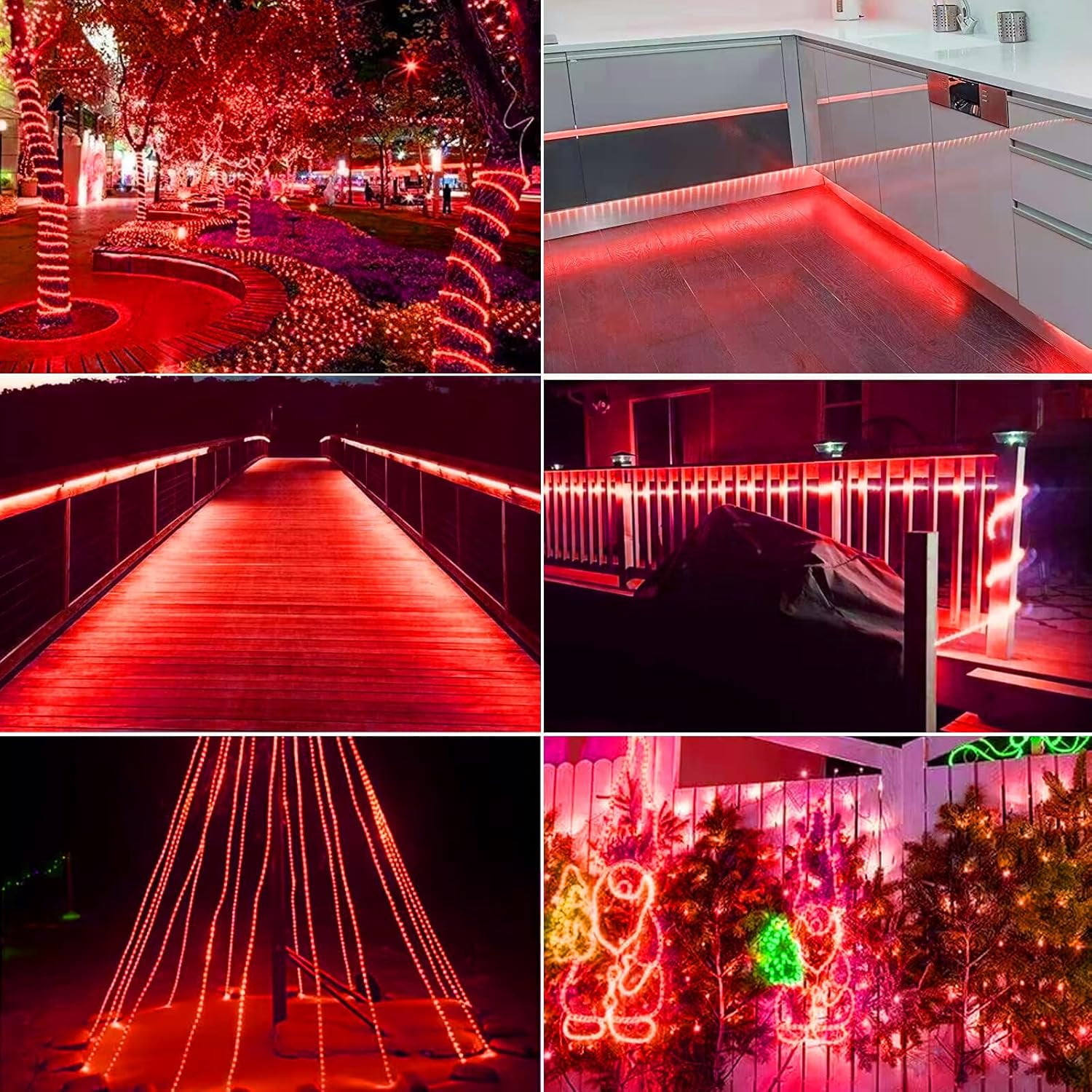 LED Rope Light Red LED 216LED 18FT 110v with Indoor and Outdoor Decorative Lighting,Waterpro of Light with UL Certified