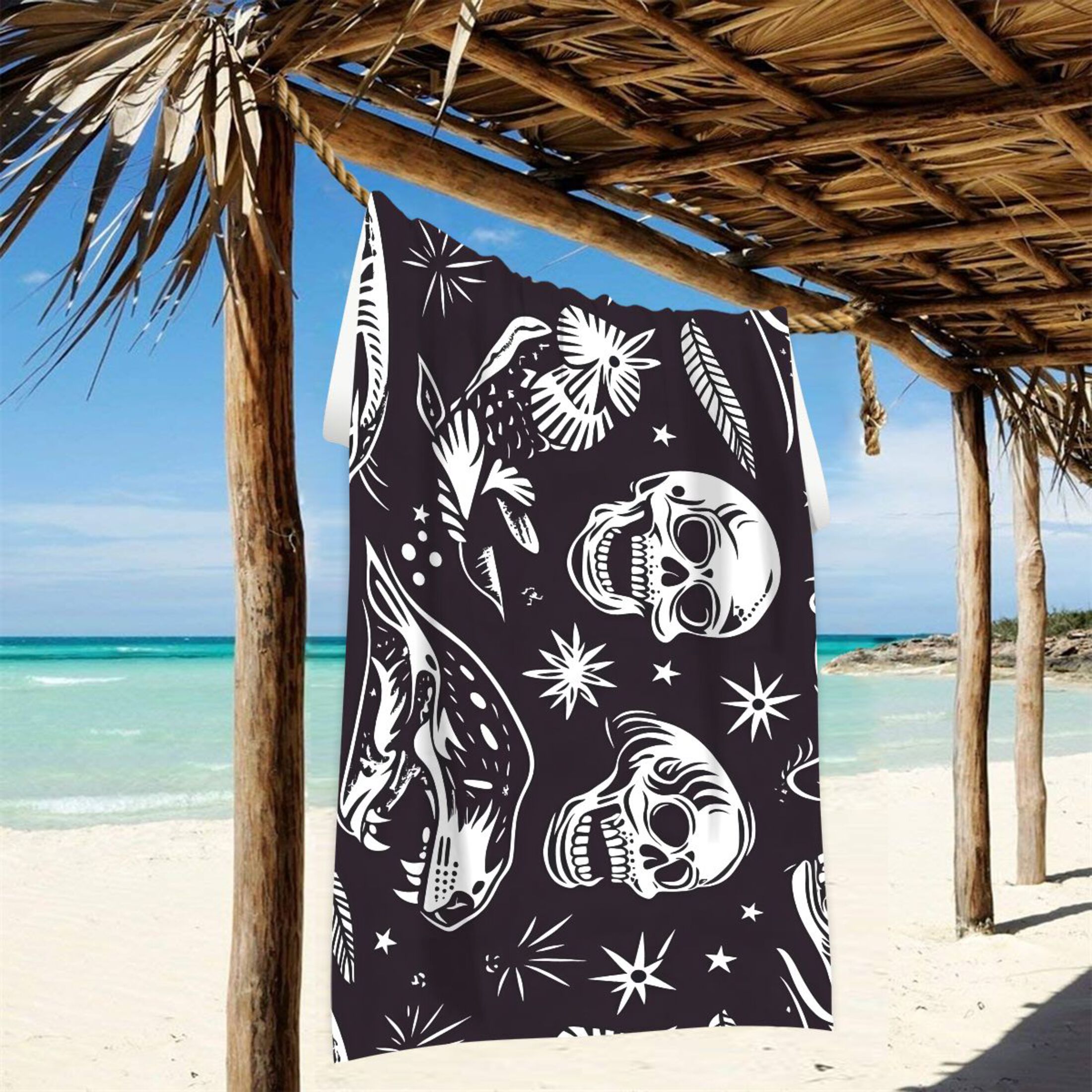 Ryvnso Goth Skeletons Beach Towel Quick Dry Swimming Yoga Beach