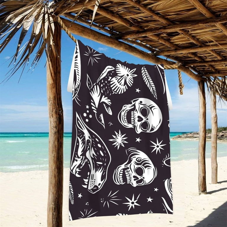 Ryvnso Goth Skeletons Beach Towel Quick Dry Swimming Yoga Beach
