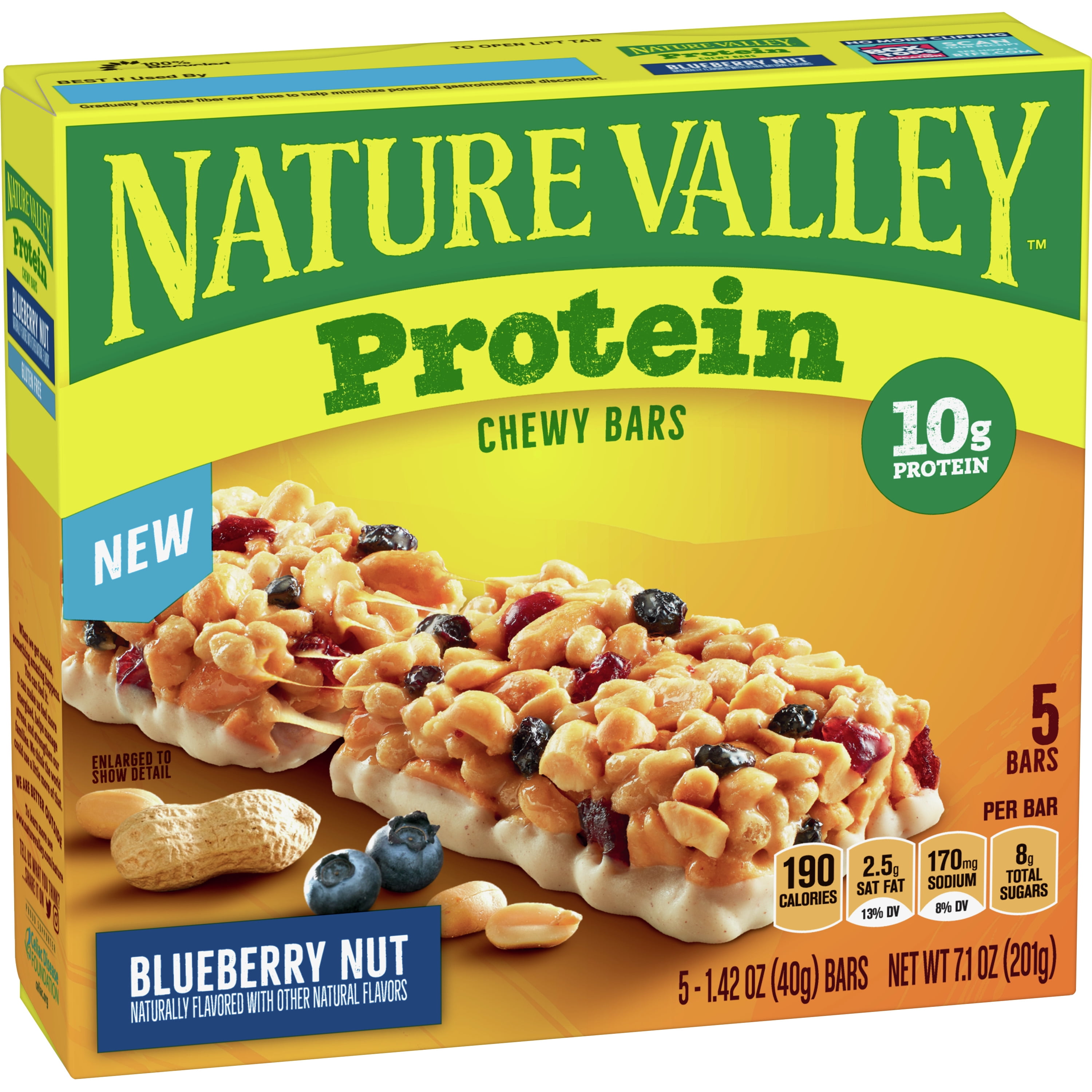 Nature Valley Chewy Protein Bar, Blueberry Nut, 5 ct, 7.1 oz