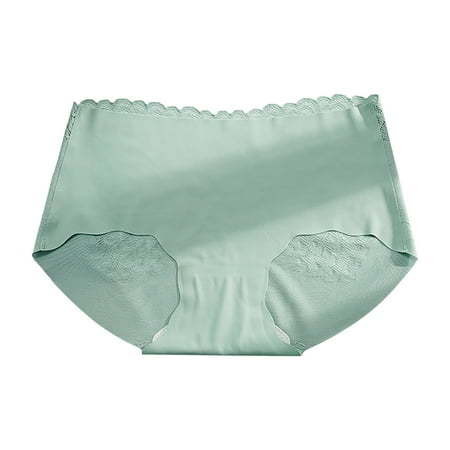 

Bikini Underwear for Women Lace Ice Silk Jacquard Cotton Lifting Mid Low Waist Briefs Boyshorts Panties for Women Green L