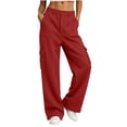 thumbnail image 6 of SYwaren Women's Athletic Sweatpants Casual Cargo Button Multi Pocket Solid Fall Winter Utility Everyday Lounge Pants, 6 of 8
