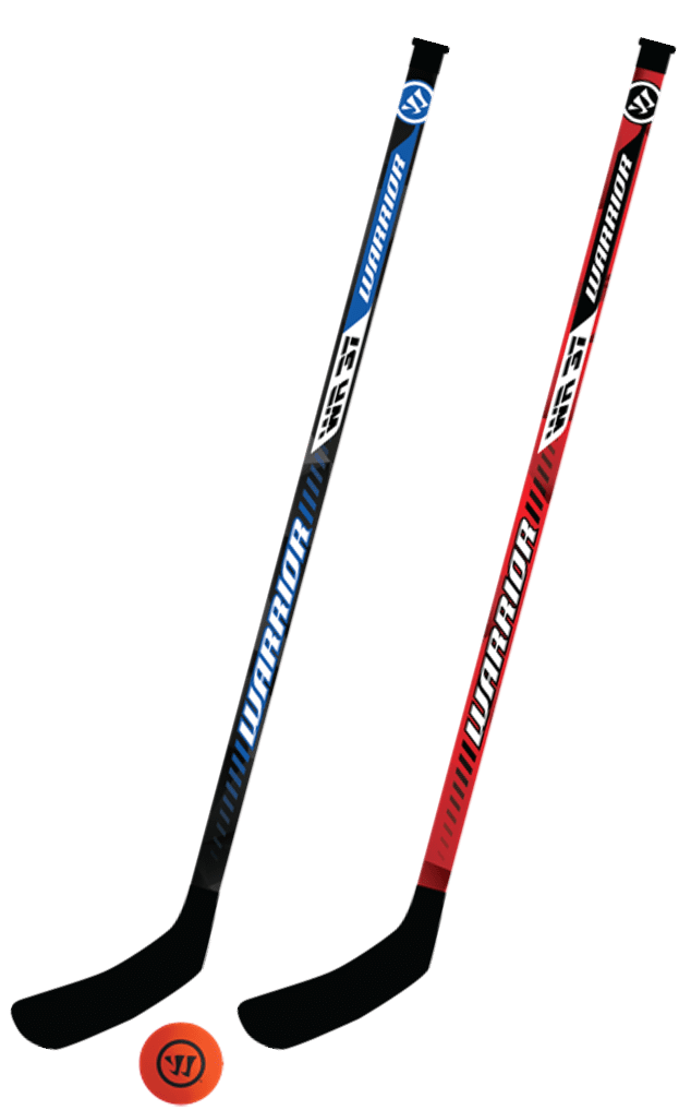 Ensemble de départ de hockey de rue Warrior – 2 bâtons de 37 po et 1 balle orange