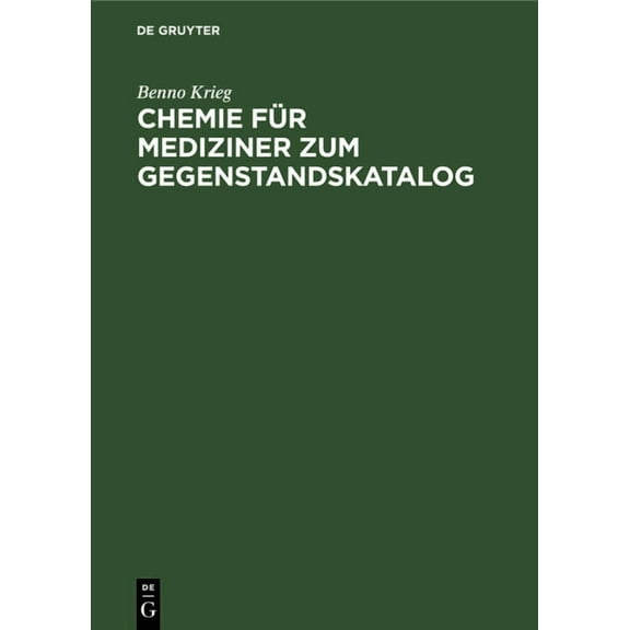 Chemie FÃ¼r Mediziner Zum Gegenstandskatalog, (Hardcover)