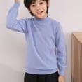 thumbnail image 2 of yoeyez Kids Boys Girls Casual Thick Warm T-shirt Long Sleeved Round Neck Base Shirt Solid Color Fleece Jumper Tops for Spring Fall Winter Green 4-5 Years, 2 of 3