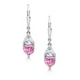 thumbnail image 2 of Gem Stone King 925 Sterling Silver Pink Moissanite and White Moissanite Dangle Leverback Earrings for Women (2.54 Cttw, Gemstone, Heart Shape 6MM, Trillion 5MM), 2 of 4