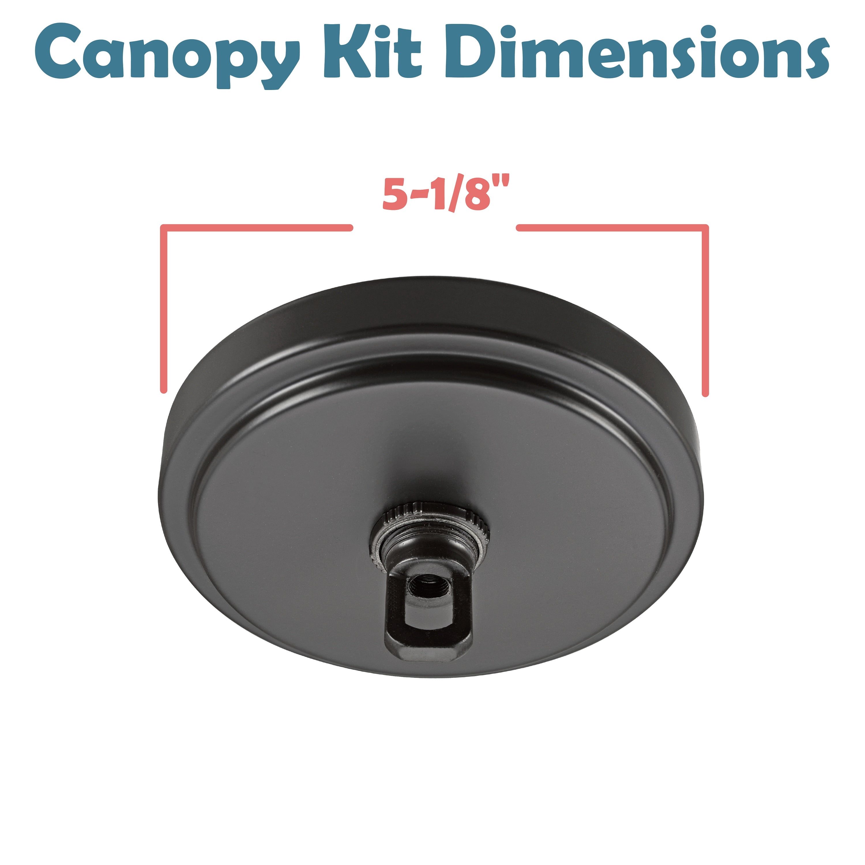 Aspen Creative 21507-51, Matte Black Transitional Chandelier Fixture Canopy Kit, 5-1/8" Diameter with Collar Loop, 1" Center Hole
