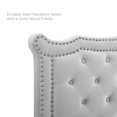 thumbnail image 3 of Platform Bed Frame, Nailhead, Queen Size, Grey Gray, Velvet, Modern Contemporary, Bedroom Master Guest Suite Room, 3 of 10