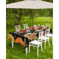 thumbnail image 4 of Boanket Outdoor Tablecloth with Umbrella Hole for Patio/Picnic/Party/Camping, Vintage Sunflower Waterproof Table Cloth Rectangle Table Cover Washable, Black Boho Ethnic Summer Botanical (60"x 102"), 4 of 7