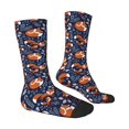 Zufioo Vintage Blue Fox Family Print Thigh High Socks,Knee High Socks