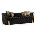 thumbnail image 5 of Naomi Button Tufted 3 Pc Sofa Set with Velvet Fabric and Gold Accent in Black, 5 of 17