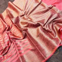 Salmon Pink Khaddi Georgette Banarasi Saree
