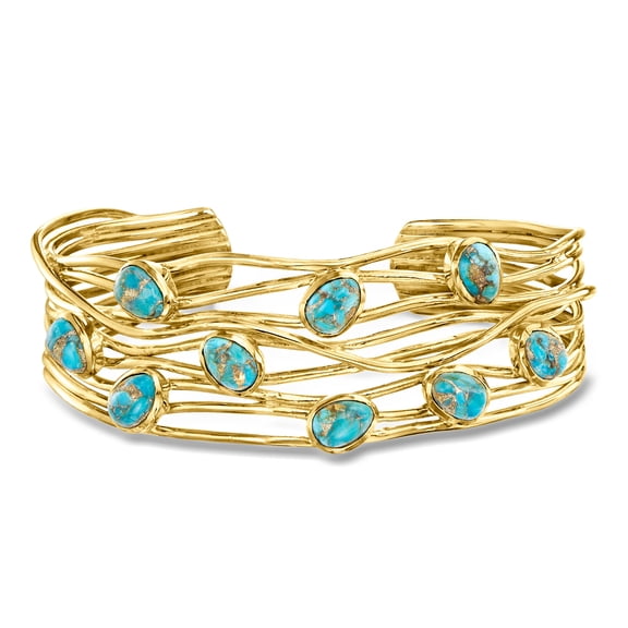 Ross-Simons Turquoise Highway Cuff Bracelet in 18kt Gold Over Sterling, Women's, Adult
