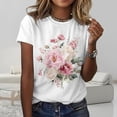 thumbnail image 2 of Camiseta ZOCANIA para mujer con cuello redondo y manga corta con estampado floral, 2 of 2