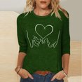 thumbnail image 4 of Tops de Cuello Redondo para las Mujeres Moda Impresa 3/4 Mangas Blusa Casual Top, Estante de Imitación, 4 of 5