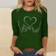 thumbnail image 4 of Tops de Cuello Redondo para las Mujeres Moda Impresa 3/4 Mangas Blusa Casual Top, Estante de Imitación, 4 of 5