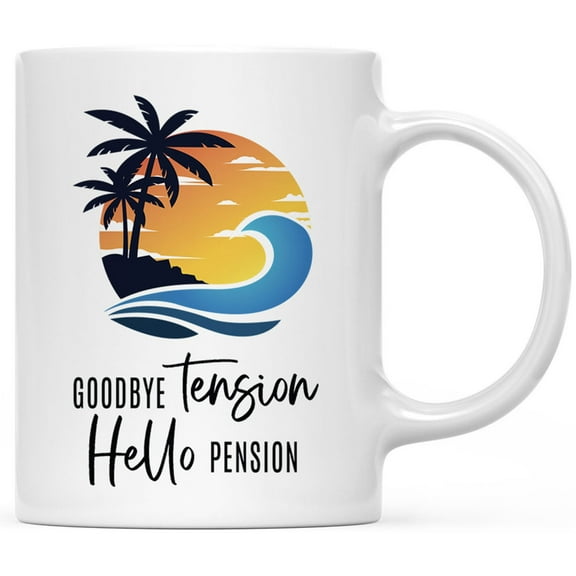 Koyal Wholesale Funny Retirement Coffee Mug, Goodbye Tension Hello Pension, Ceramic Retirement Mug, 11 oz, 1-Pack