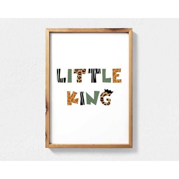 Little King Nursery Wall Art, Animal Print Nursery Decor, Jungle Print Safari Decor, Lion Baby Boy Nursery Wall Art Home Decor #3792, Unframed Poster Size 8x12