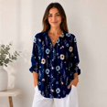thumbnail image 5 of Nyfairy Plus Size Women's Floral Embossed Print Long Sleeve Button Down Casual Shirt, 5 of 5