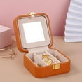 thumbnail image 6 of Jewelry Box Square Travel Portable Earing Carrying Box Elegant Trendy Jewelry Gifts Organizer Display Packaging Leather Box A03 10x10x5.8cm as shown, 6 of 6