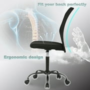 Home Office Chair Mesh Desk Chair Armless Computer Chair Ergonomic Adjustable Modern Chair with Lumbar Support, Black