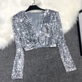 thumbnail image 6 of QHFBli Women's Sequin Shrug Bolero Long Sleeve Open Front Party Sparkly Cropped Cardigan Glitter Shiny Jackets, 6 of 6