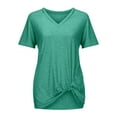 thumbnail image 4 of Women's V Neck Knot Short Sleeve T Shirt Shirt for Women Dressy Womens Button up Shirts Scrub T Shirts for Women Thermal Button Shirt Women Active Wear T Shirts for Women Short Sleeves Top Women's, 4 of 4