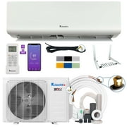 Klimaire DIY 12,000 BTU 19 SEER2 Wi-Fi-Enabled Mini-Split Heat Pump Air Conditioner with 25-Ft Pre-Charged Quick-Connect Installation Kit, Up to 550 Sq. Ft.