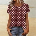 thumbnail image 3 of ZUKMRJPC Womens Summer Tops Short Sleeve Crewneck Polka Dot Button Down Pullover Tees Casual Loose Fit Basic Tunic Shirts, 3 of 7
