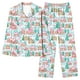 thumbnail image 2 of Puyaiuu Women 2 Piece Christmas Satin Pajama Set Cute Print Long Shirt Loose Shorts Matching Set Loungewear Gift, 2 of 5
