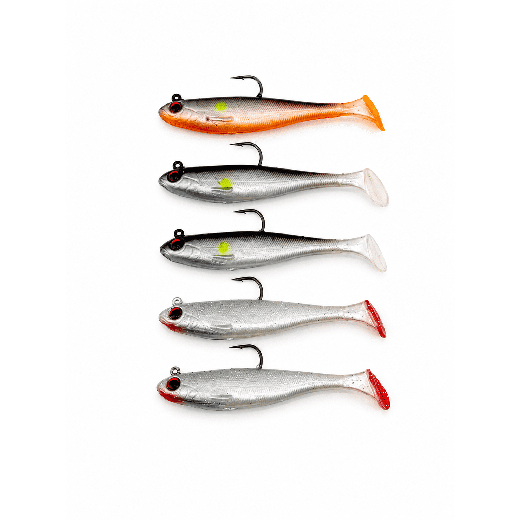 Vornak 3.5 Pre-Rigged Swimbait Fishing Lures 5-Pack Soft Paddle Tail Swimbaits with Weighted Jig Heads for Bass Walleye Redfish & Speckled Trout