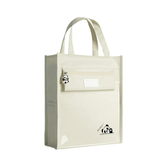 HHBEAUTY Extra Large Canvas Tote Bag - Utility with 2 Front and Side Pockets and Laptop Sleeve, Heavy Duty Everyday Tote, Suitable for Work, Study and Travel, Beige