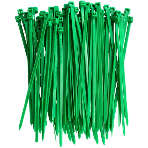 the Season Essentials Multi-Purpose Zip Ties & Hook and Loop Straps Set, 100 pcs - 4in Green
