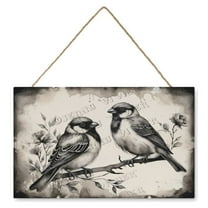 Robin Bird Wall Art Wooden Sign Rustic Farmhouse Decor Vintage Pictures for Bedroom Bathroom Kitchen Wall Decorations Bar Interior Decor 10"x16" Wooden Hanging Signs