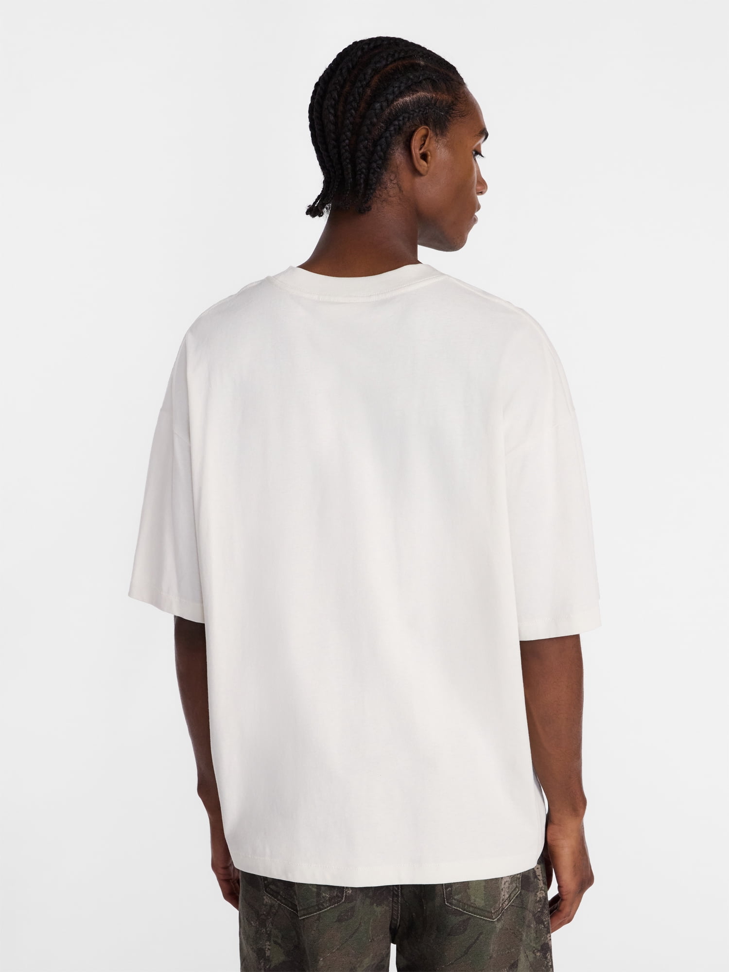 No Boundaries Men's Oversized Boxy Tee Shirt with Short Sleeves, XS-4XLT