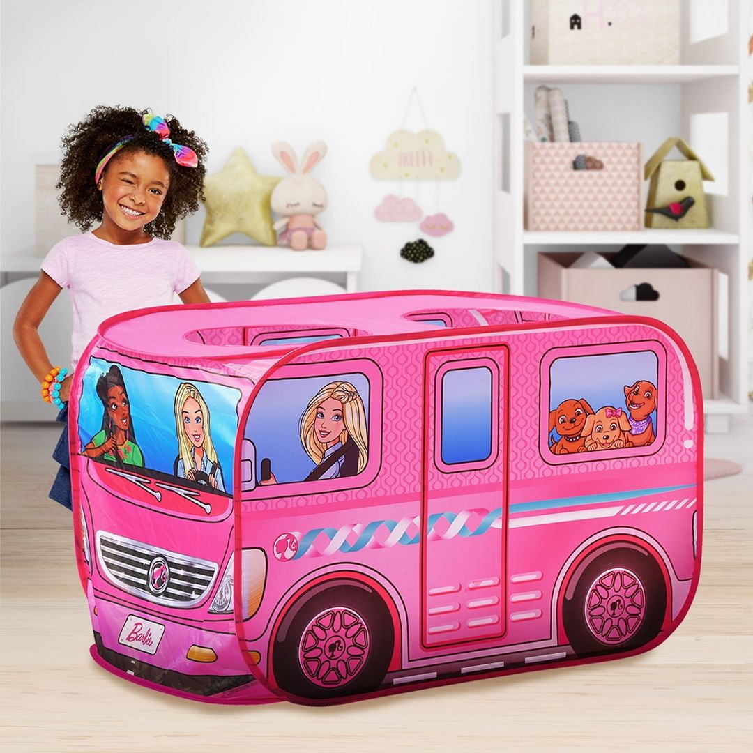 Barbie Dream Camper Pop-up Indoor Play Tent with Case, Strong Polyester Material & Durable | Children 3+ Years - Walmart.com