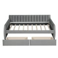 thumbnail image 2 of Twin Size Daybed with 2 Storage Drawers, Modern Sofa Platform Bed with Wood Slats Support , Soft Sofa Upholstered Daybed with Arm for Living Room, Bedroom and Dorm, Gray, 2 of 9