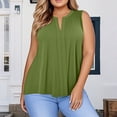thumbnail image 6 of Wiyuqeen Women's Plus Size Tunic Tanks Sleeveless Curved Hem Shirts Notch V Neck Solid Tanks Casual Loose Summer Tanks Ladies Tops, 6 of 9