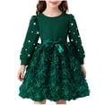 thumbnail image 2 of ZOYOEN Toddler Girls Birthday Dress- Long Sleeve Strap Sparkly Flowly Party Dresses Midi Dresses Green Size 3 T, 2 of 8