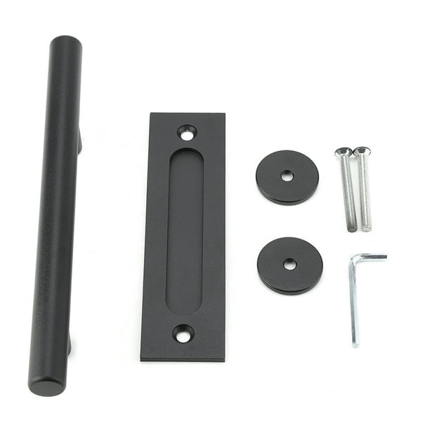 Manija de puerta corrediza de granero de acero al carbono resistente, color negro, para armario, herrajes de puerta de madera