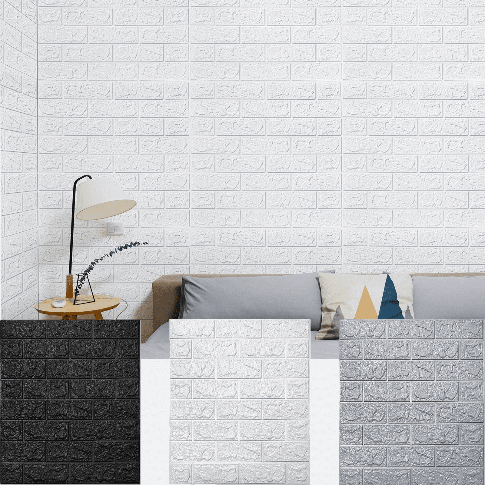 Art3d 30 Pcs Peel and Stick White Brick Wallpaper Faux Foam Brick Wall