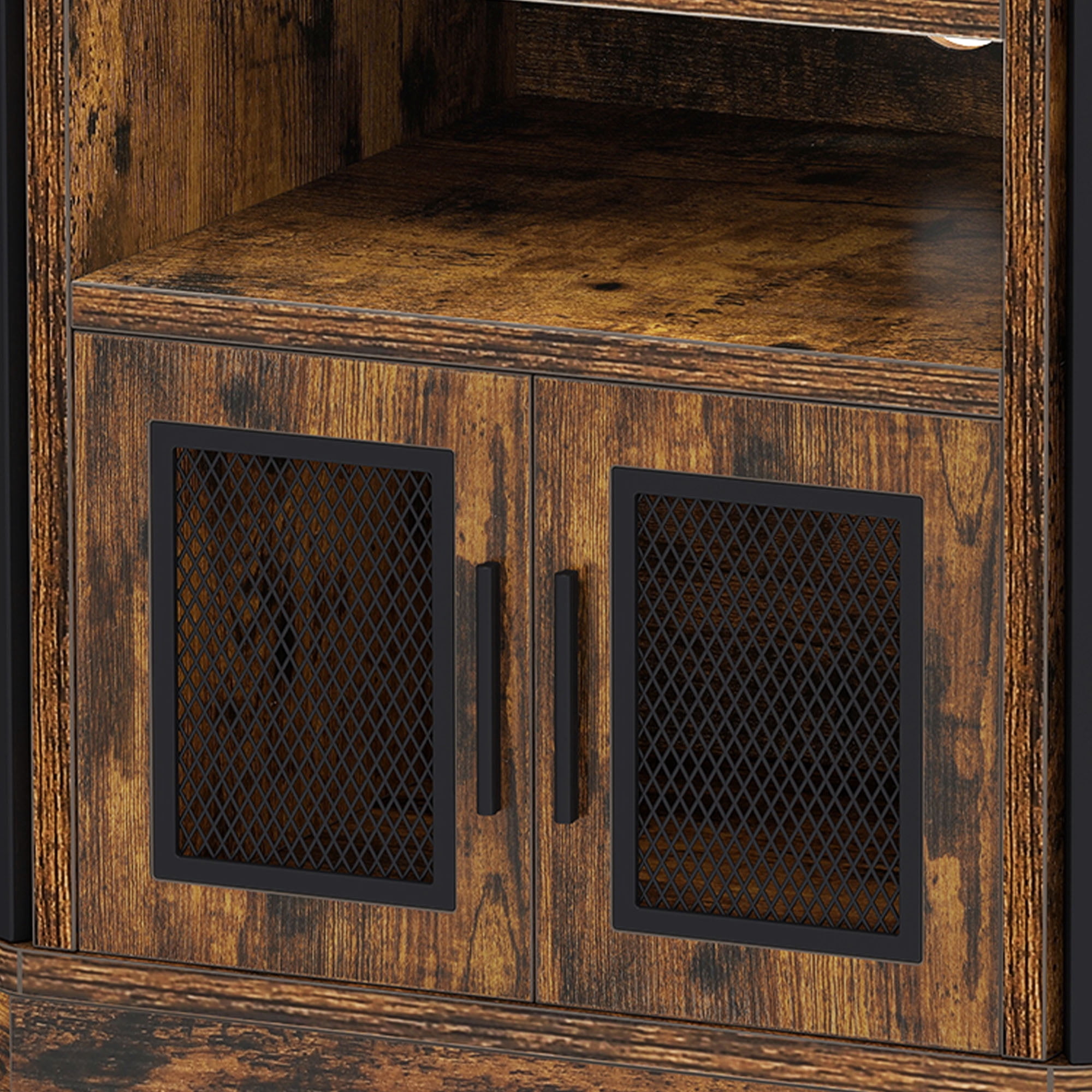 Uforic Corner TV Stand for TVs up to 55", Farmhouse Entertainment Center with Power Outlet,Brown